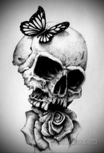 эскиз тату череп с розами 17.09.2019 №004 - sketch tattoo skull with roses - tatufoto.com