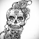 эскиз тату череп с розами 17.09.2019 №006 - sketch tattoo skull with roses - tatufoto.com