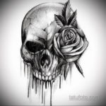 эскиз тату череп с розами 17.09.2019 №007 - sketch tattoo skull with roses - tatufoto.com