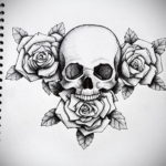эскиз тату череп с розами 17.09.2019 №008 - sketch tattoo skull with roses - tatufoto.com