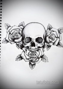 эскиз тату череп с розами 17.09.2019 №008 - sketch tattoo skull with roses - tatufoto.com