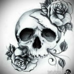 эскиз тату череп с розами 17.09.2019 №009 - sketch tattoo skull with roses - tatufoto.com
