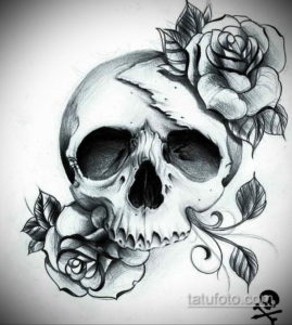 эскиз тату череп с розами 17.09.2019 №009 - sketch tattoo skull with roses - tatufoto.com