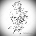 эскиз тату череп с розами 17.09.2019 №012 - sketch tattoo skull with roses - tatufoto.com