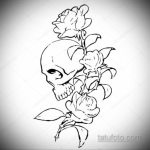 эскиз тату череп с розами 17.09.2019 №012 - sketch tattoo skull with roses - tatufoto.com