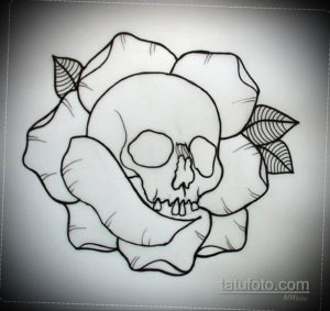 эскиз тату череп с розами 17.09.2019 №013 - sketch tattoo skull with roses - tatufoto.com