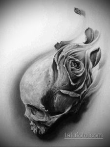 эскиз тату череп с розами 17.09.2019 №014 - sketch tattoo skull with roses - tatufoto.com