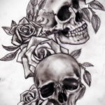 эскиз тату череп с розами 17.09.2019 №018 - sketch tattoo skull with roses - tatufoto.com
