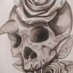 эскиз тату череп с розами 17.09.2019 №019 - sketch tattoo skull with roses - tatufoto.com