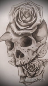 эскиз тату череп с розами 17.09.2019 №019 - sketch tattoo skull with roses - tatufoto.com
