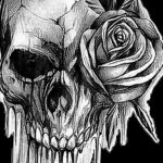 эскиз тату череп с розами 17.09.2019 №022 - sketch tattoo skull with roses - tatufoto.com
