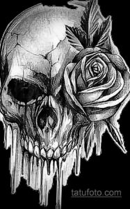 эскиз тату череп с розами 17.09.2019 №022 - sketch tattoo skull with roses - tatufoto.com