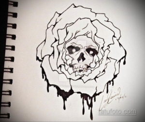 эскиз тату череп с розами 17.09.2019 №023 - sketch tattoo skull with roses - tatufoto.com