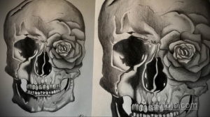 эскиз тату череп с розами 17.09.2019 №024 - sketch tattoo skull with roses - tatufoto.com