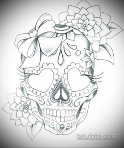 эскиз тату череп с розами 17.09.2019 №025 - sketch tattoo skull with roses - tatufoto.com