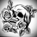 эскиз тату череп с розами 17.09.2019 №027 - sketch tattoo skull with roses - tatufoto.com