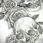 эскиз тату череп с розами 17.09.2019 №028 - sketch tattoo skull with roses - tatufoto.com