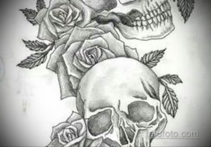 эскиз тату череп с розами 17.09.2019 №028 - sketch tattoo skull with roses - tatufoto.com