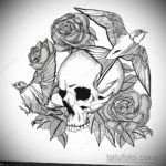 эскиз тату череп с розами 17.09.2019 №029 - sketch tattoo skull with roses - tatufoto.com