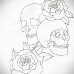 эскиз тату череп с розами 17.09.2019 №030 - sketch tattoo skull with roses - tatufoto.com