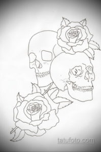 эскиз тату череп с розами 17.09.2019 №030 - sketch tattoo skull with roses - tatufoto.com