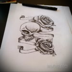 эскиз тату череп с розами 17.09.2019 №032 - sketch tattoo skull with roses - tatufoto.com