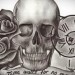 эскиз тату череп с розами 17.09.2019 №033 - sketch tattoo skull with roses - tatufoto.com