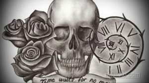 эскиз тату череп с розами 17.09.2019 №033 - sketch tattoo skull with roses - tatufoto.com