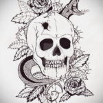 эскиз тату череп с розами 17.09.2019 №035 - sketch tattoo skull with roses - tatufoto.com