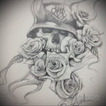 эскиз тату череп с розами 17.09.2019 №039 - sketch tattoo skull with roses - tatufoto.com
