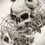 эскиз тату череп с розами 17.09.2019 №040 - sketch tattoo skull with roses - tatufoto.com