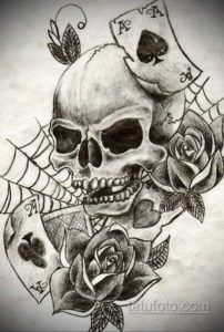 эскиз тату череп с розами 17.09.2019 №040 - sketch tattoo skull with roses - tatufoto.com