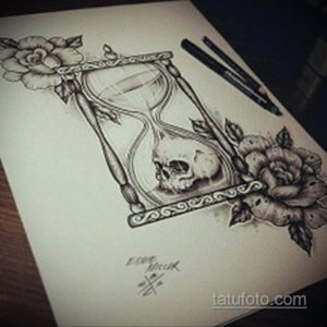 эскиз тату череп с розами 17.09.2019 №041 - sketch tattoo skull with roses - tatufoto.com