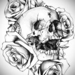 эскиз тату череп с розами 17.09.2019 №042 - sketch tattoo skull with roses - tatufoto.com