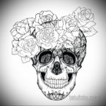 эскиз тату череп с розами 17.09.2019 №043 - sketch tattoo skull with roses - tatufoto.com