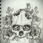эскиз тату череп с розами 17.09.2019 №045 - sketch tattoo skull with roses - tatufoto.com