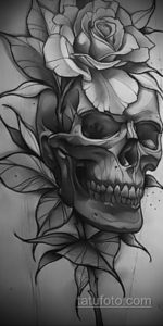 эскиз тату череп с розами 17.09.2019 №046 - sketch tattoo skull with roses - tatufoto.com