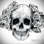 эскиз тату череп с розами 17.09.2019 №047 - sketch tattoo skull with roses - tatufoto.com