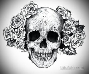 эскиз тату череп с розами 17.09.2019 №047 - sketch tattoo skull with roses - tatufoto.com
