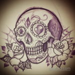 эскиз тату череп с розами 17.09.2019 №048 - sketch tattoo skull with roses - tatufoto.com