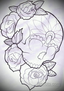 эскиз тату череп с розами 17.09.2019 №049 - sketch tattoo skull with roses - tatufoto.com