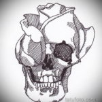 эскиз тату череп с розами 17.09.2019 №052 - sketch tattoo skull with roses - tatufoto.com