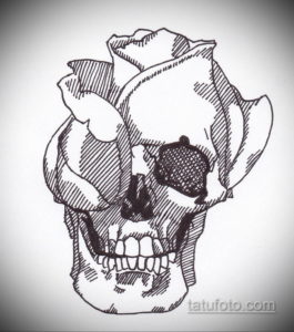 эскиз тату череп с розами 17.09.2019 №052 - sketch tattoo skull with roses - tatufoto.com