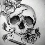 эскиз тату череп с розами 17.09.2019 №053 - sketch tattoo skull with roses - tatufoto.com