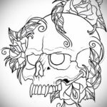 эскиз тату череп с розами 17.09.2019 №054 - sketch tattoo skull with roses - tatufoto.com