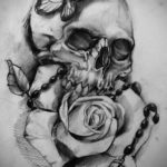 эскиз тату череп с розами 17.09.2019 №057 - sketch tattoo skull with roses - tatufoto.com