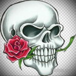 эскиз тату череп с розами 17.09.2019 №058 - sketch tattoo skull with roses - tatufoto.com