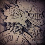 эскиз тату череп с розами 17.09.2019 №059 - sketch tattoo skull with roses - tatufoto.com
