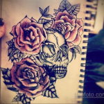 эскиз тату череп с розами 17.09.2019 №062 - sketch tattoo skull with roses - tatufoto.com