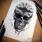 эскиз тату череп часы 17.09.2019 №002 - sketch tattoo skull watch - tatufoto.com